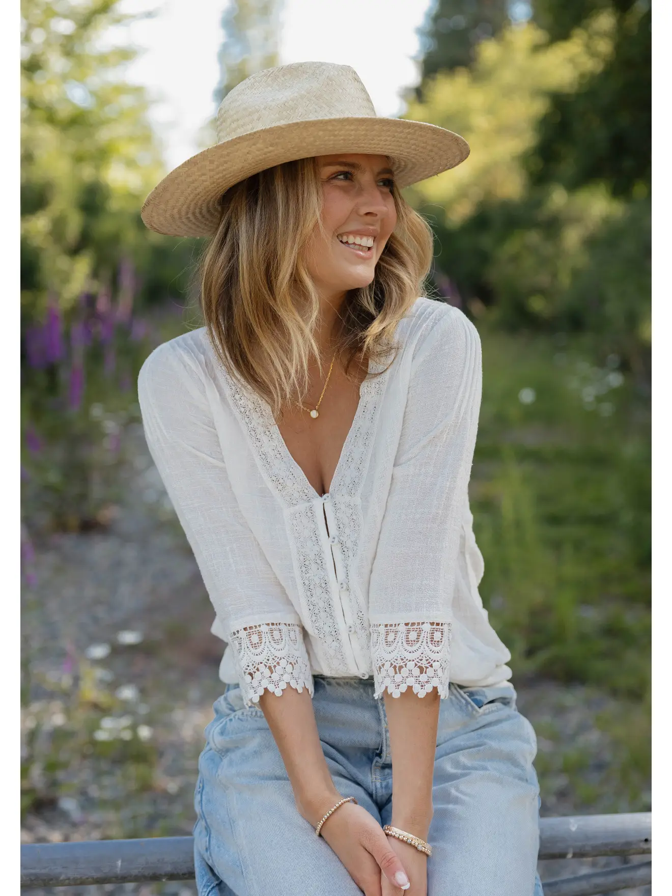 The St. Helena Lace Trim Blouse