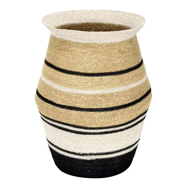 The Seagrass Basket - White Stripes