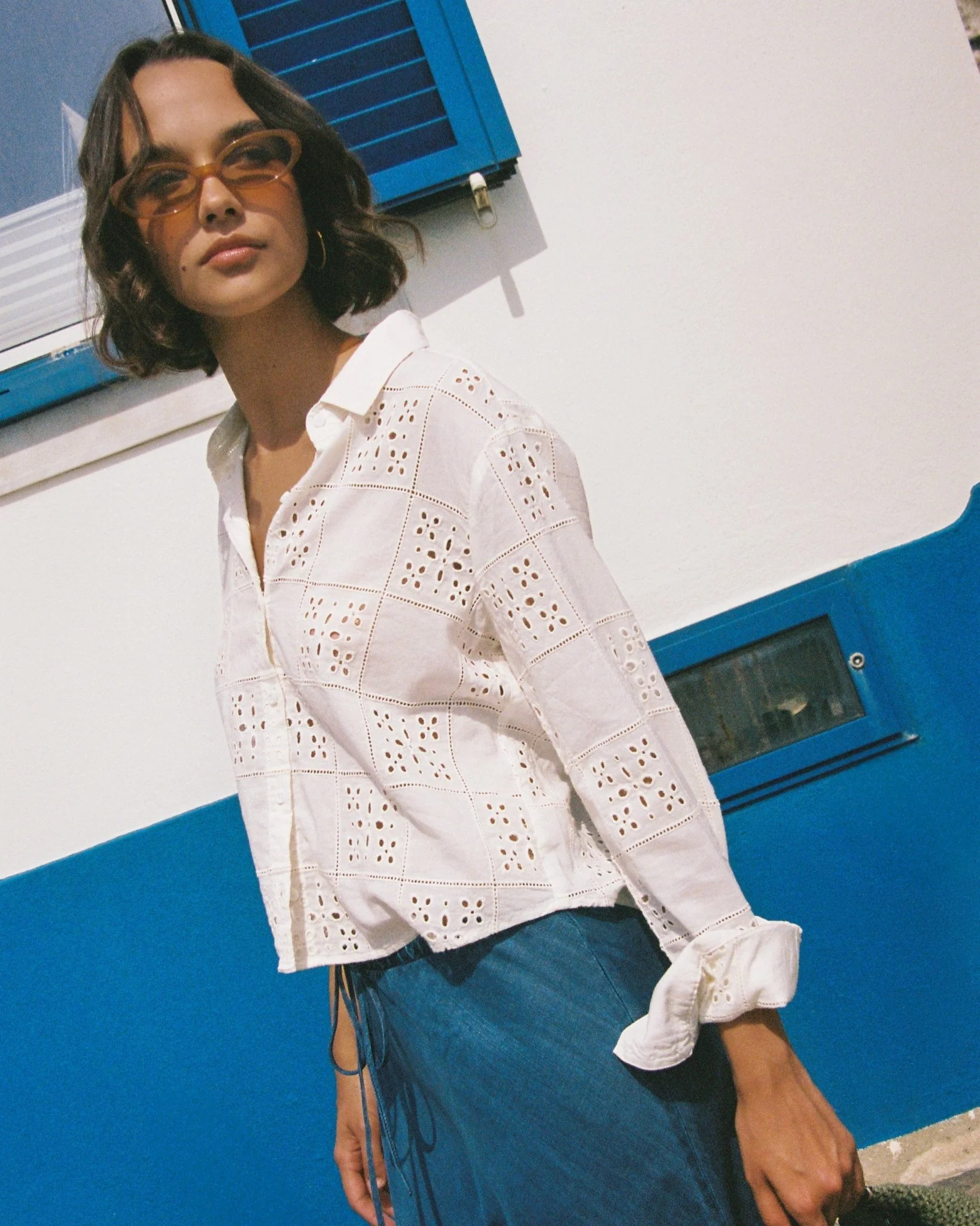 The Eyelet Embroidery Button Down - Soft Ivory