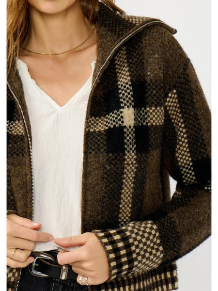 The Priscilla Plaid Knit Zip Jacket