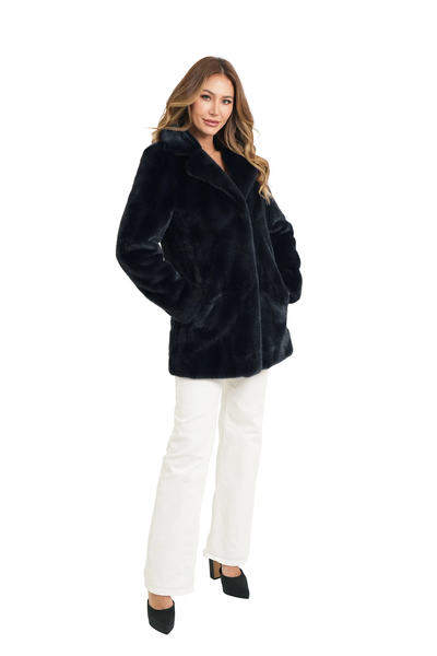 The Ella Faux Fur Coat - Midnight
