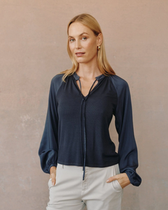 The Long Sleeve Raglan Mixed Shirt- Obsidian Stone