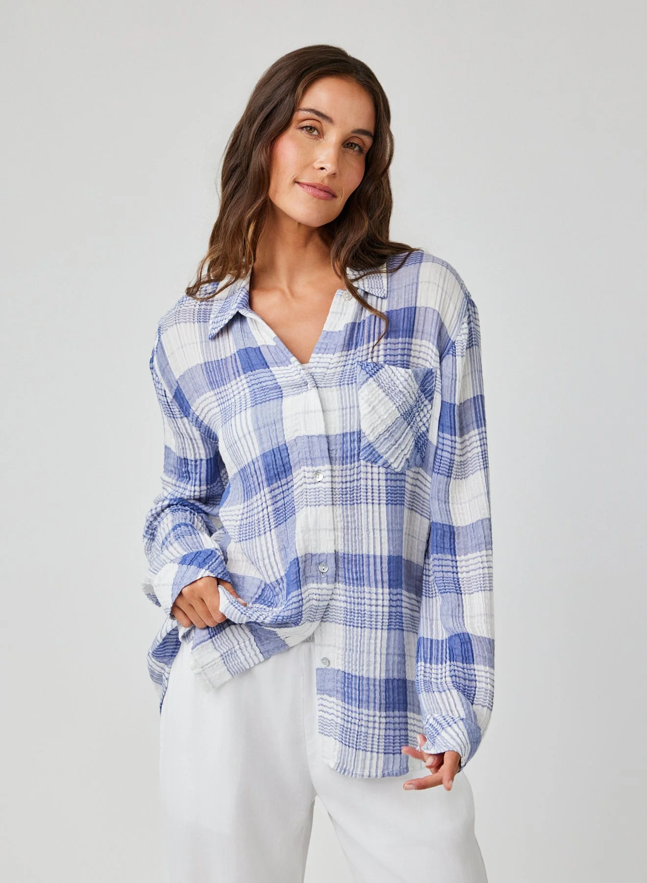 The Pacific Blue Plaid Shirt with Pocket
