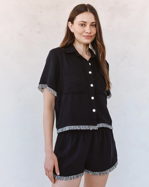 The Short Sleeve Fray Trim Shirt