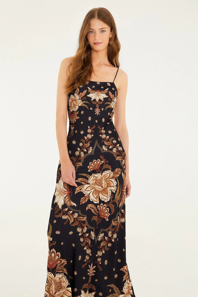 The Black Majestic Garden Viscose Slip Maxi Dress