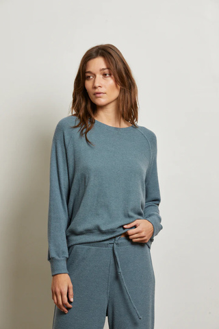 The Cooper Brushed Raglan Waffle Crew