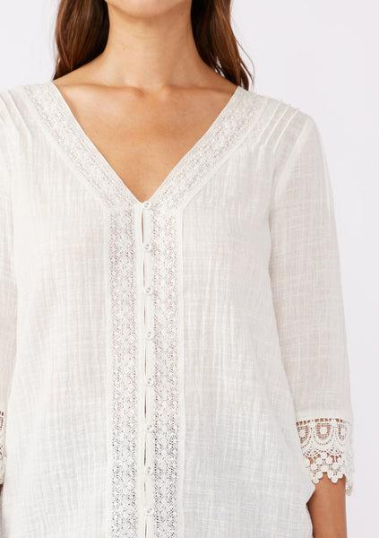 The St. Helena Lace Trim Blouse