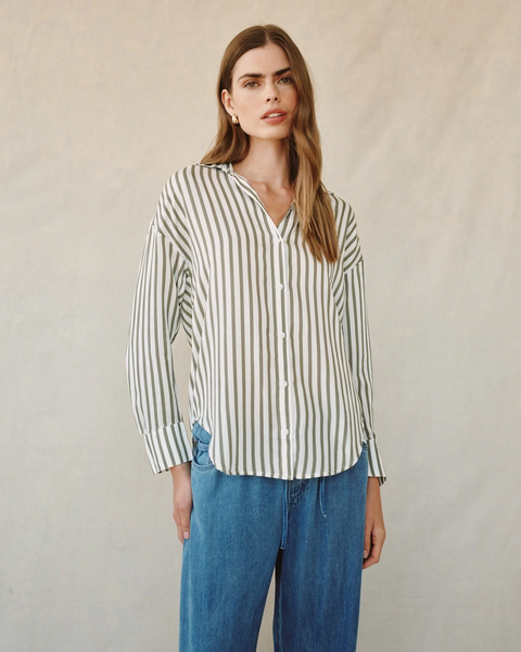 The Stripe Oversized Button Down - Fernwood Stripe