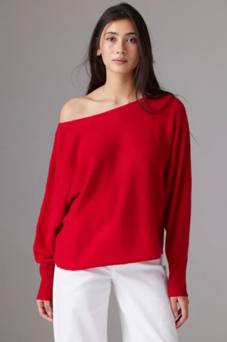 The Yangon Cashmere Boat Neck - Cherry