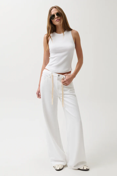 The Jadyn Mid Rise Drawstring Palazzo Jean