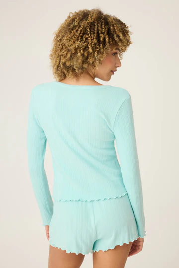 The Pointelle Essentials Solid Mint Cardigan