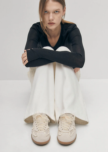 The Crochet Cream Leather Sneakers