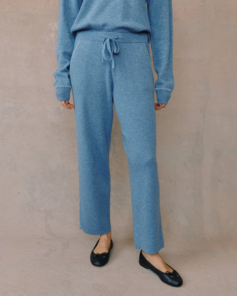 The Whip Stitch Straight Leg Pant - Heather Blue