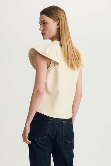 The Venora Vegan Leather Top Cream