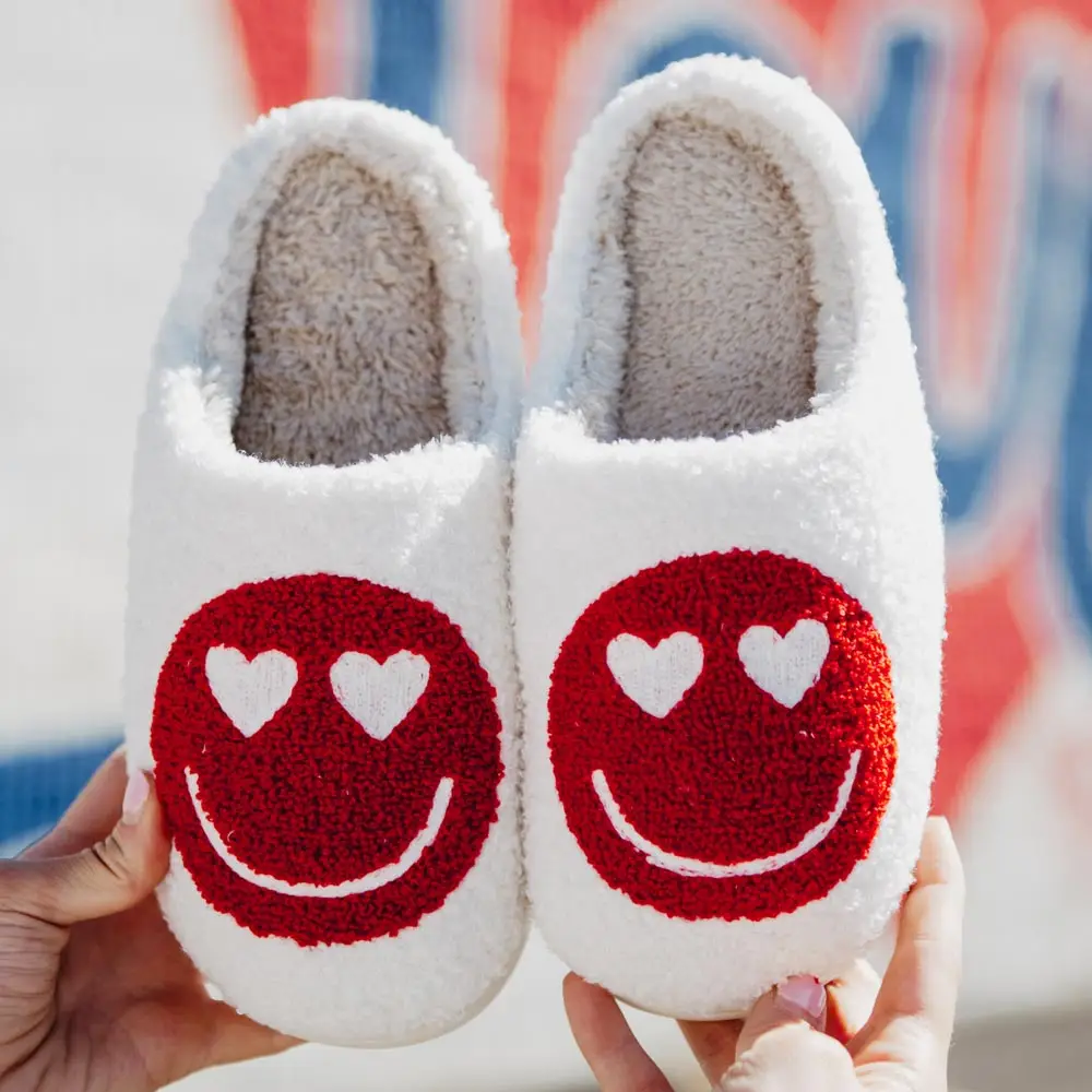 The Heart Eyes Happy Face Slippers