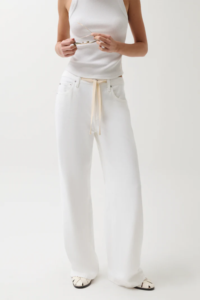 The Jadyn Mid Rise Drawstring Palazzo Jean