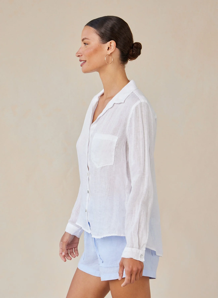 The Linen Pocket Button Down - White