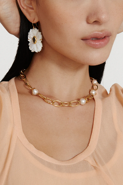 The Magnolia Earrings White MOP Mix
