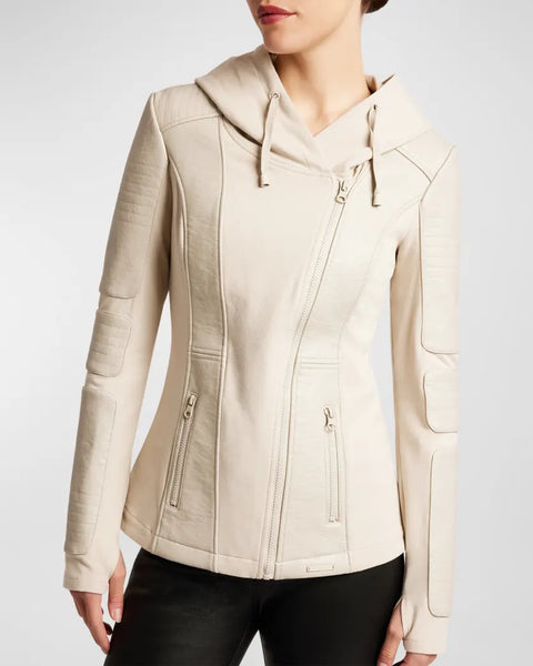 The Asymmetrical Hooded Terry Moto Jacket