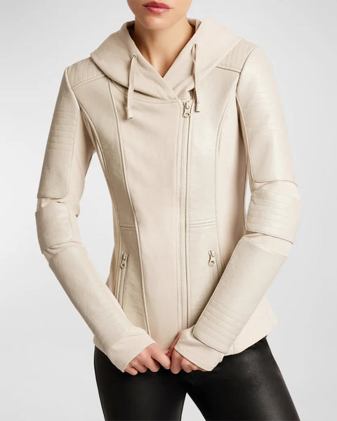 The Asymmetrical Hooded Terry Moto Jacket
