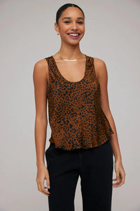 The Matte Satin Leopard Scoop Neck Tank