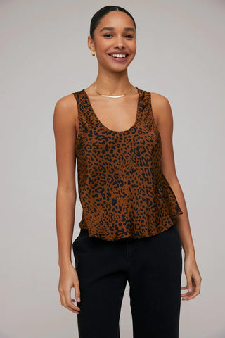 The Matte Satin Leopard Scoop Neck Tank