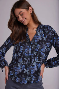 The Shirred Shoulder Floral Print Buttondown
