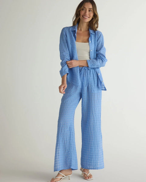The Side Slit Beach Pant - Riviera Blue