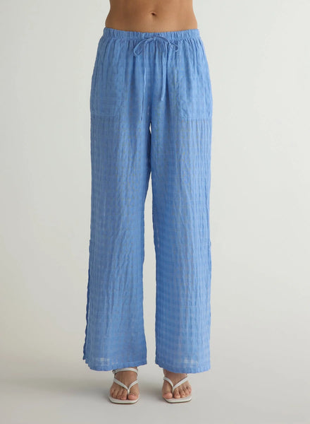 The Side Slit Beach Pant - Riviera Blue