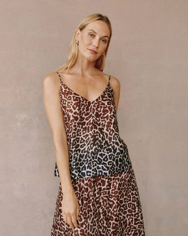 The V Neck Cami- Ombre Leopard Print
