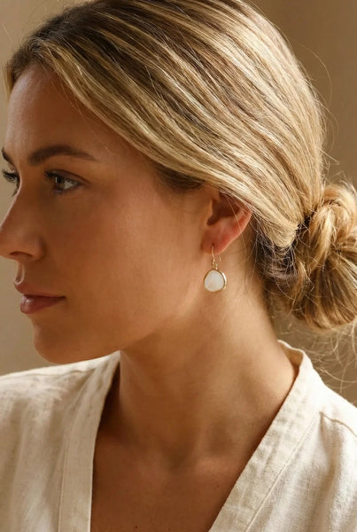 White Smoke Bezel Earrings