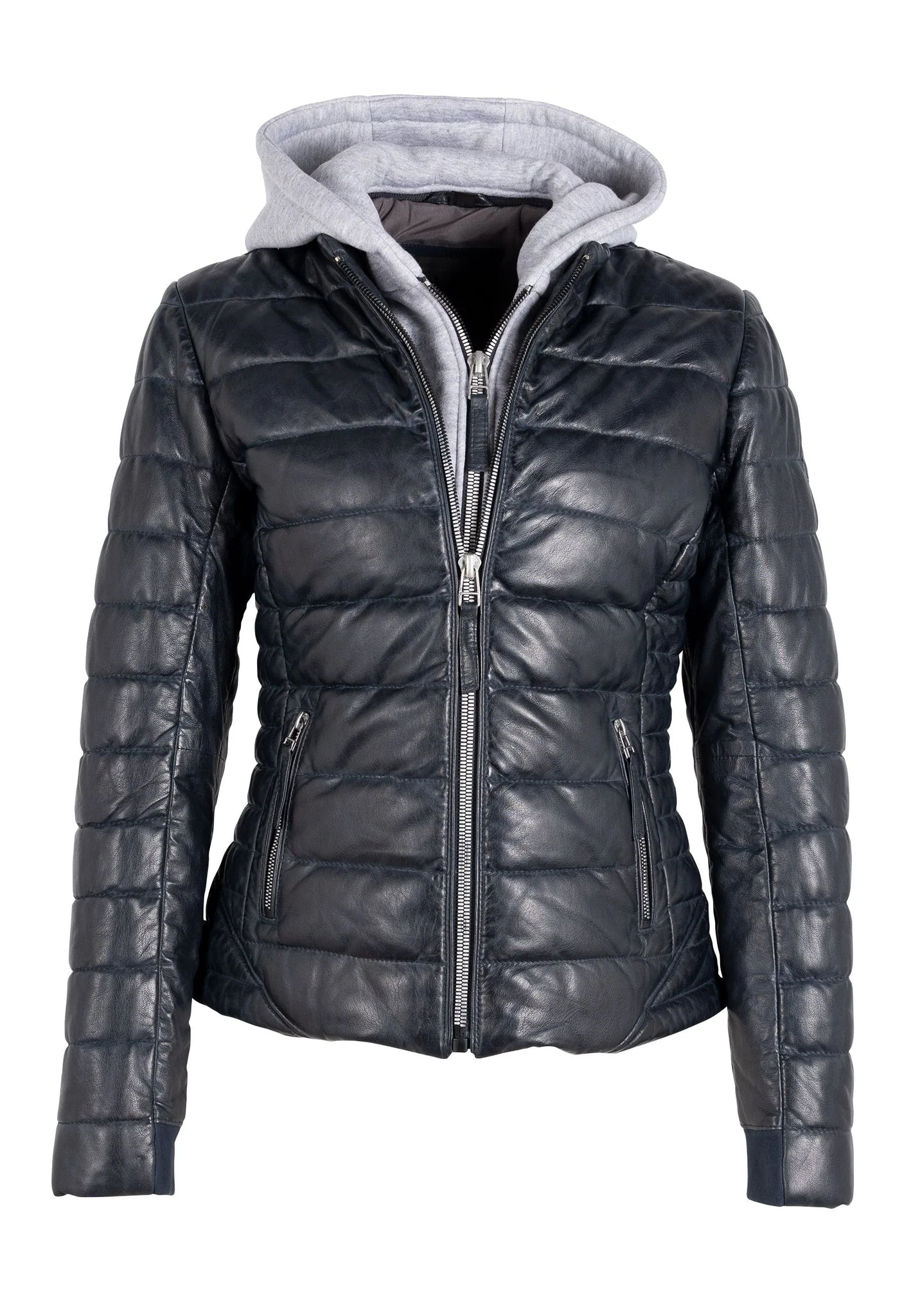 The Leather Puffer with Fleece Hoodie